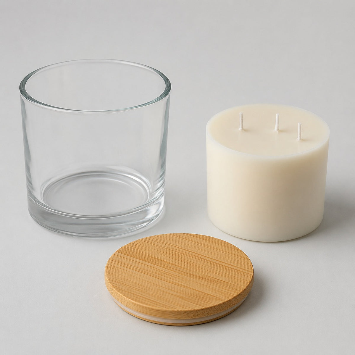 Wooden-Lidded Three-Wick Candle