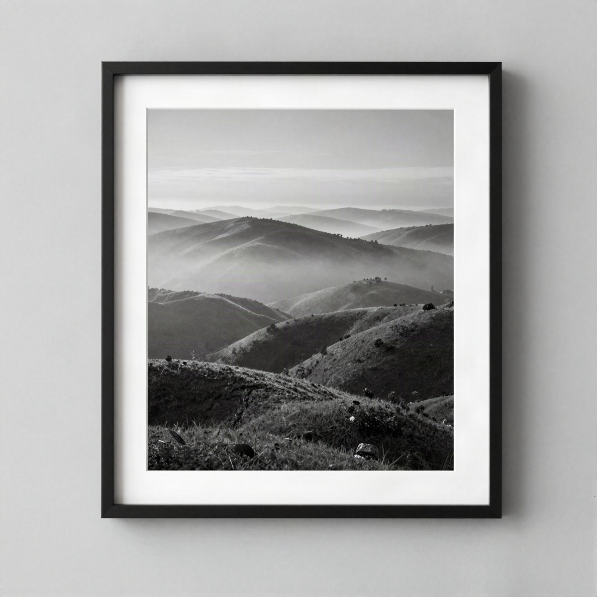 Framed Black-and-White Landscape Print